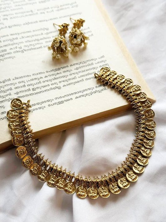Lakshmi Small Coin Gold Polished Necklace