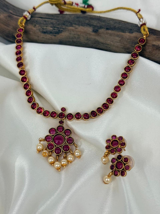Ruby Attigai Gold Polished Necklace