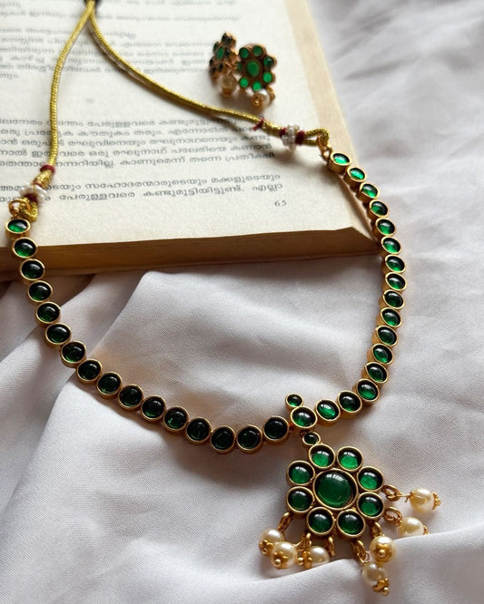 Emerald Attigai Gold Polished Necklace