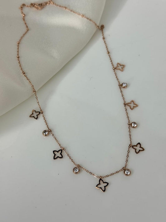 Anti-Tarnish Stainless Steel Star Stone Rose Gold Chain