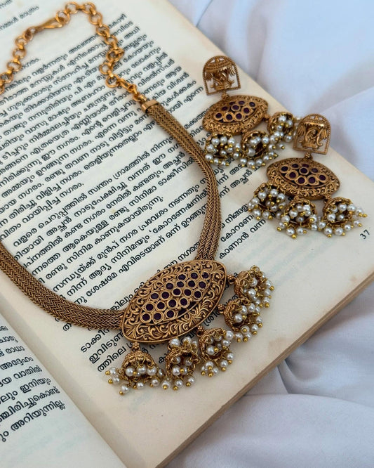 Multi Jhumka Pendants Choker With Earrings