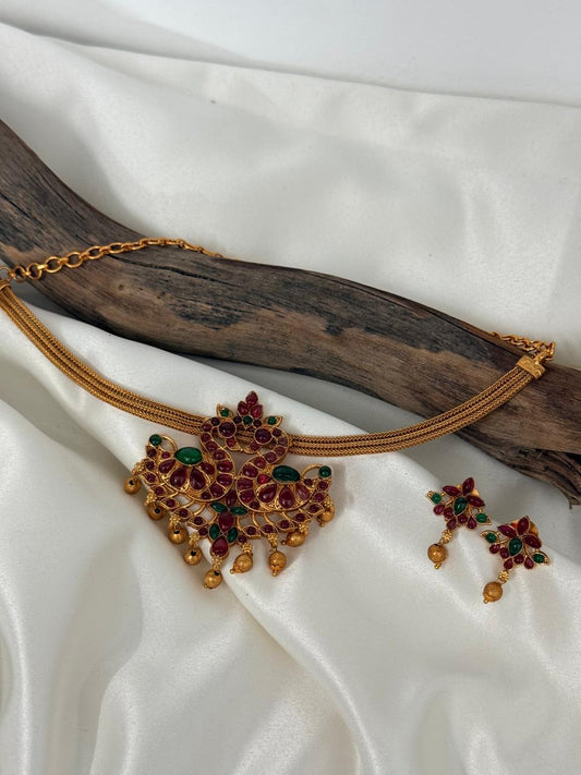 Double Duck Choker With Earrings