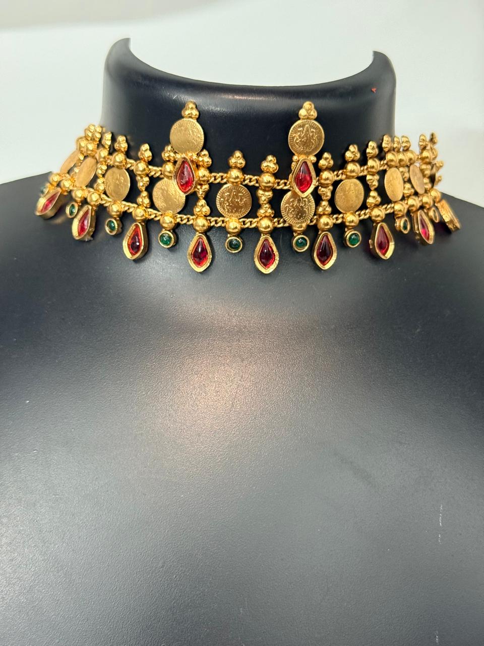 Multicolor Drops With Coin Choker With Earrings