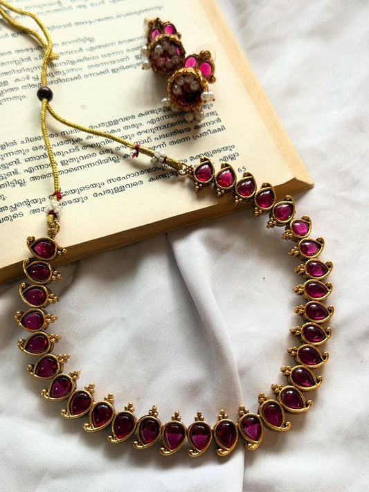 Ruby Mango Necklace With Earrings