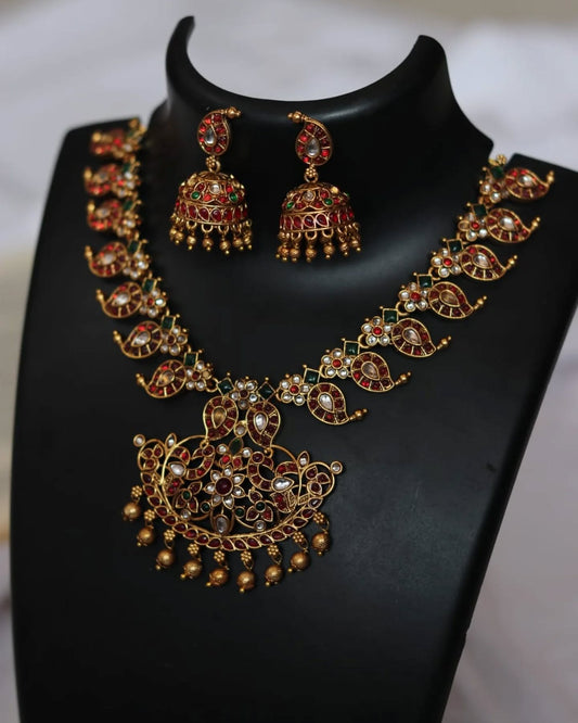 Multicolor Mango Necklace With Earrings