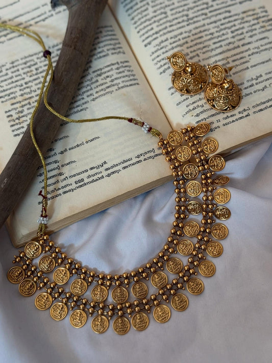 Double Layer Coin Necklace With Earrings