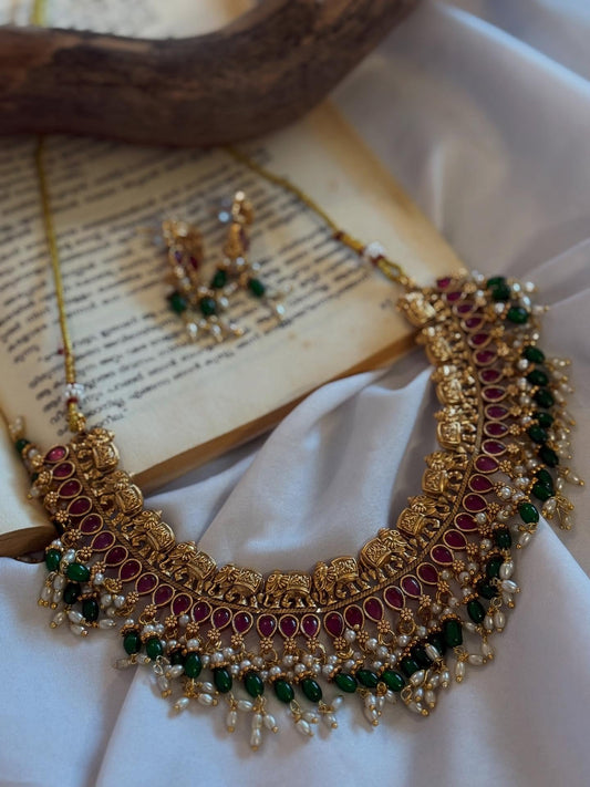 Elephant Heavy Necklace With Earrings