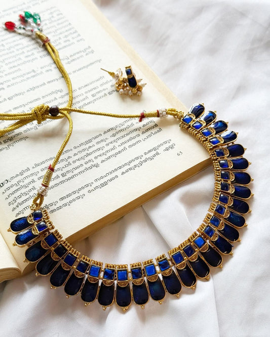 Blue Palakka Necklace With Earrings