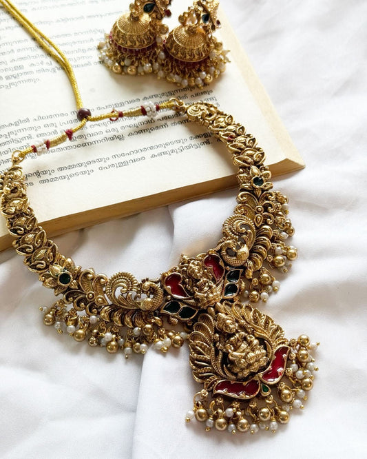 Heavy Enamelled Necklace With Earrings