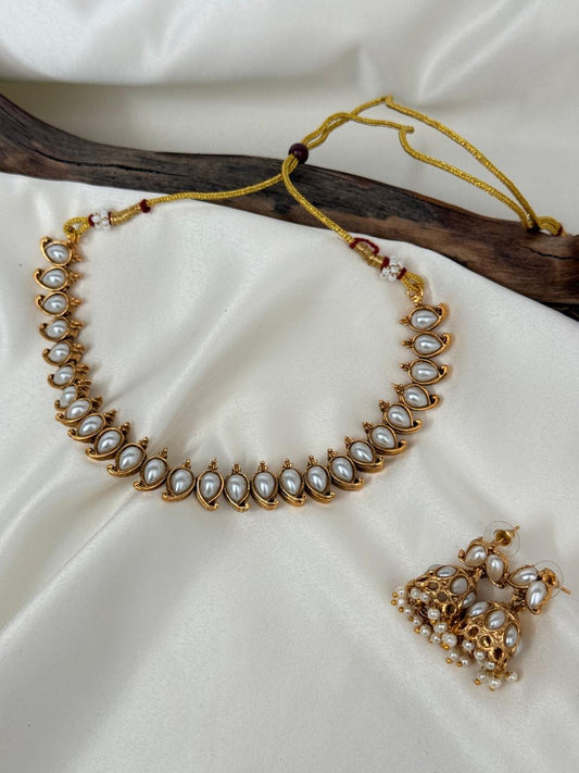 Pearl Mango Necklace With Earrings