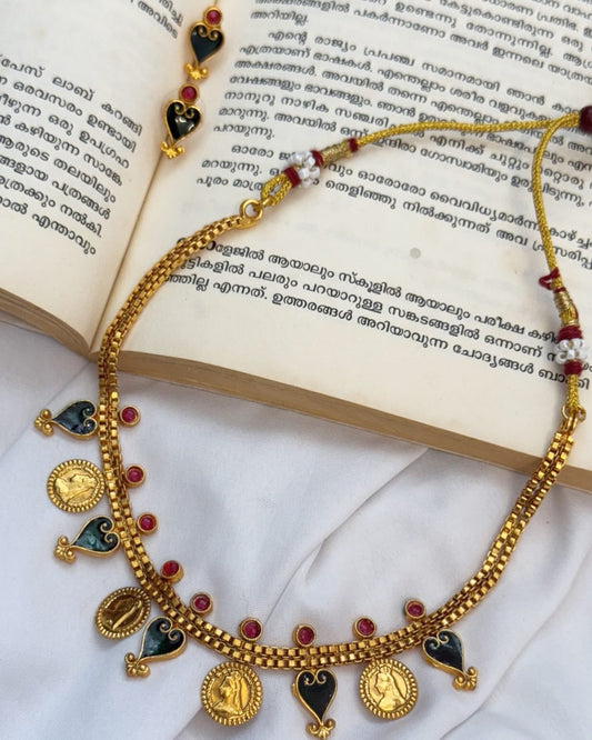 Green Palakka -Coin Necklace With Earrings