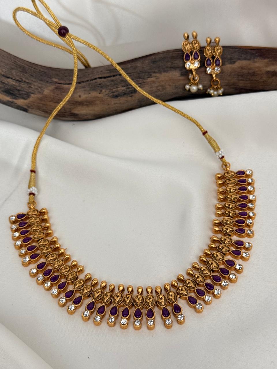 Lavender Stone Necklace With Earrings