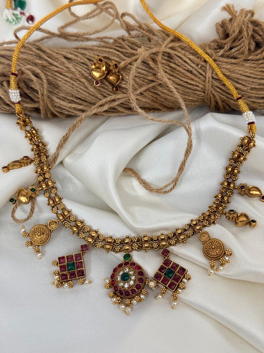 Celebrity Inspired Multiple Pendants In Chain Necklace With Earrings