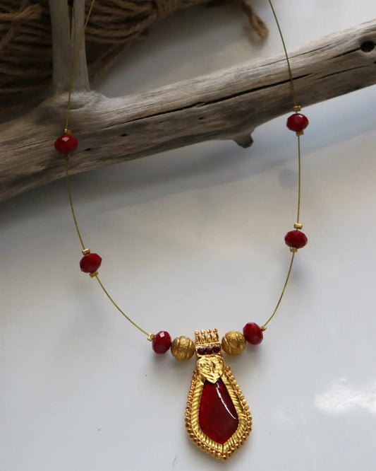 Nagapadam Pendant In Beads Chain Handmade Necklace