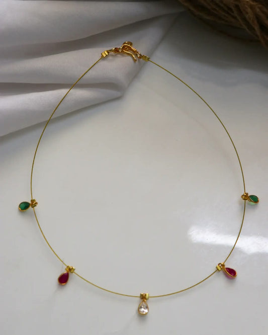 Multi Colour Polki Drops Handmade Necklace