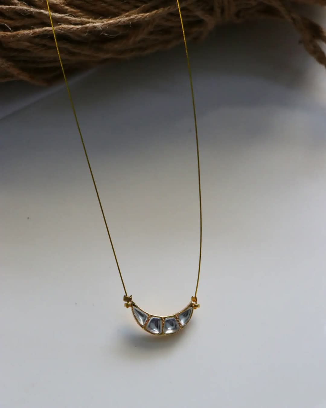 Jadau Kundan White Moon Pendant Handmade Necklace