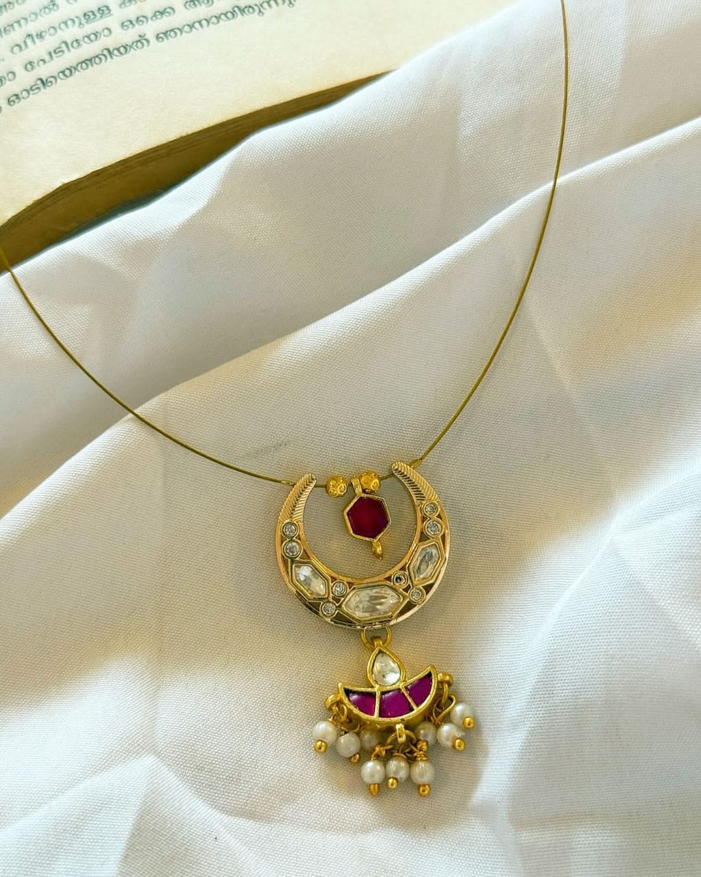 Moissanite Moon - Lamp Pendant Necklace With Earrings