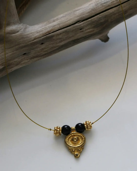 Brass Charms With Flower Spacer Handmade Necklace