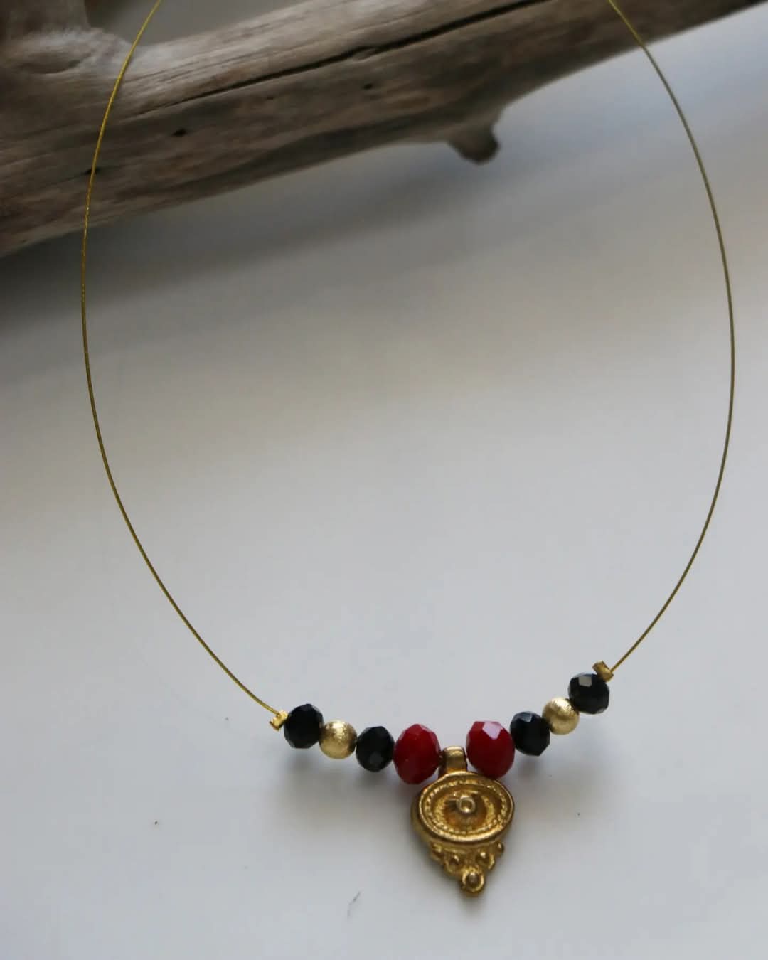 Brass Charm With Beads Handmade Necklace