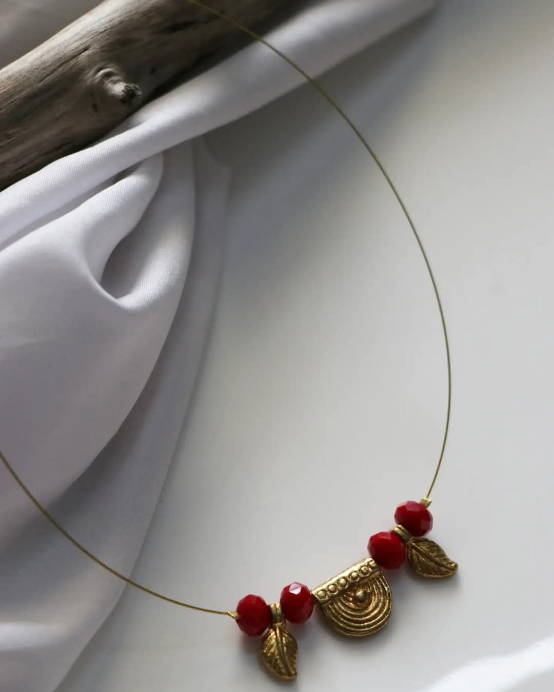 Brass Charm With Beads Handmade Necklace