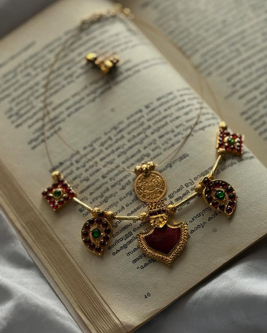 Double Layer Multiple Pendants With Impon Lakshmi Pendant Necklace With Earrings