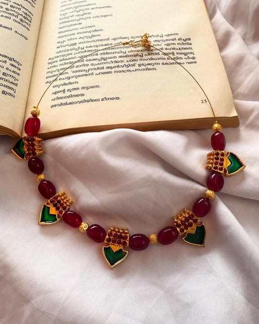 Palakka Pendants With Jade Stones Handmade Necklace