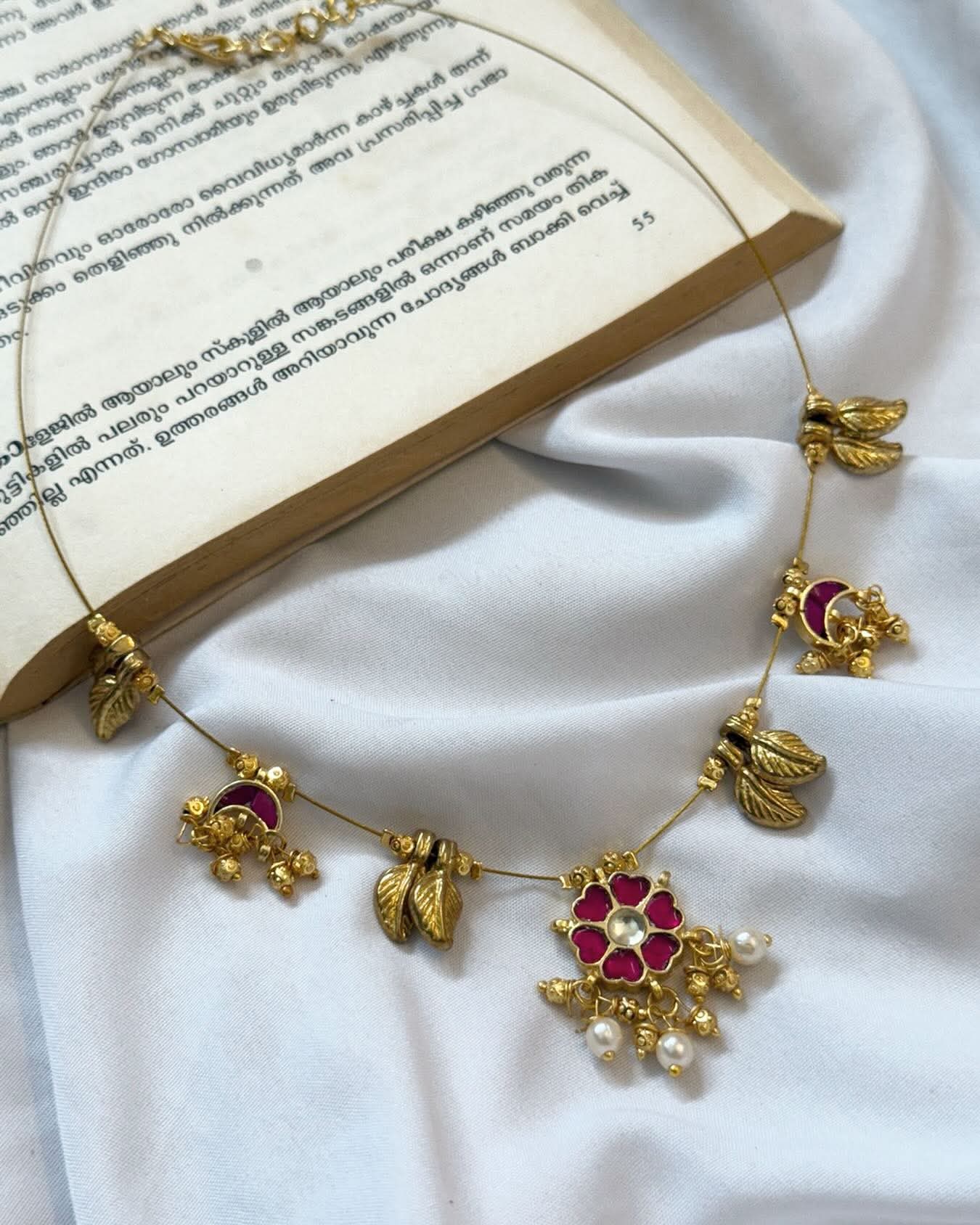 Jadau Kundan Pendants With Brass Charms Handmade Necklacewith Earrings