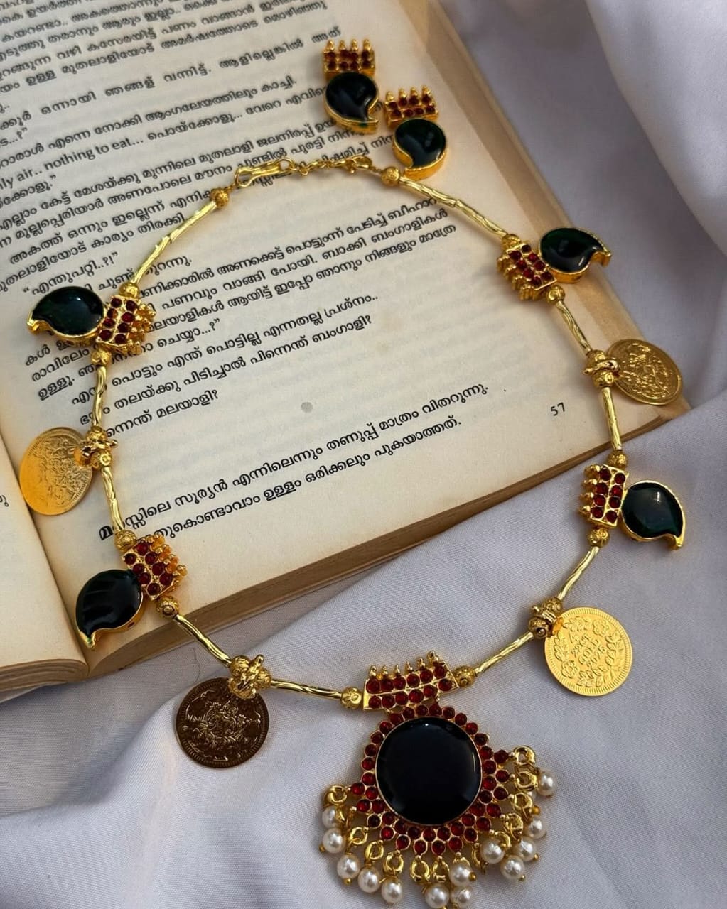 Kemp Pendants With Impon Lakshmi Coins Handmade Necklace With Earrings