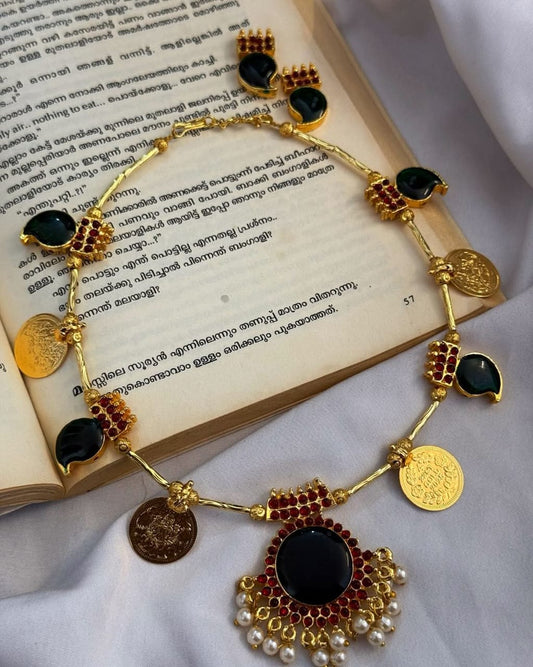 Kemp Pendants With Impon Lakshmi Coins Handmade Necklace With Earrings