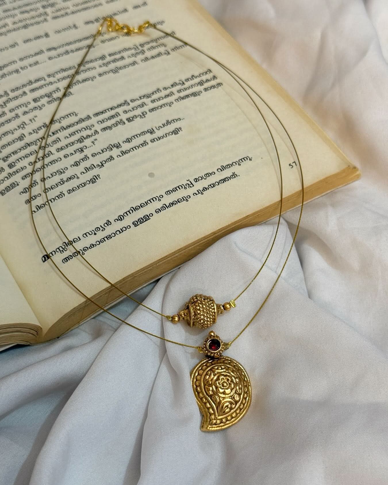 Double Layer Mango And Golden Big Bead Handmade Necklace