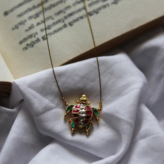Jadau Kundan Turtle Pendant Handmade Necklace