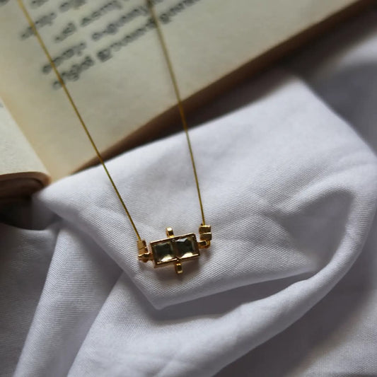 Double Stone Bar Pendant Handmade Necklace