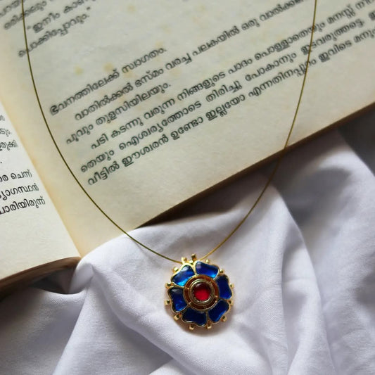 Blue Flower Pendant Handmade Necklace