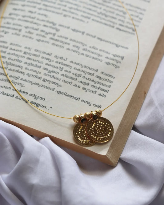 Impon Lakshmi Coins With Golden Balls Handmade Necklace