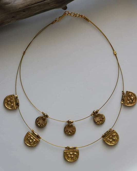 Double Layer Brass Pendant Handmade Necklace