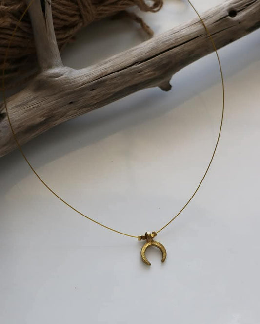 Single Pendant Inverted Moon Handmade Necklace