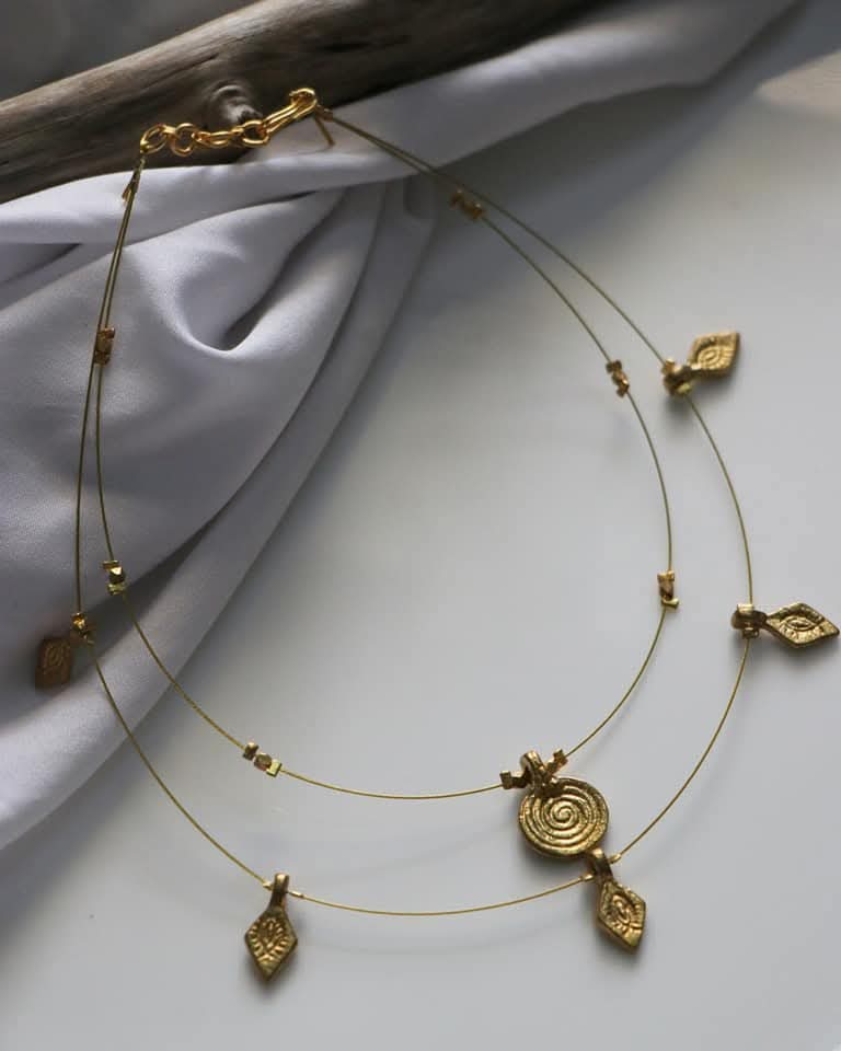 Double Layer Brass Pendant Handmade Necklace