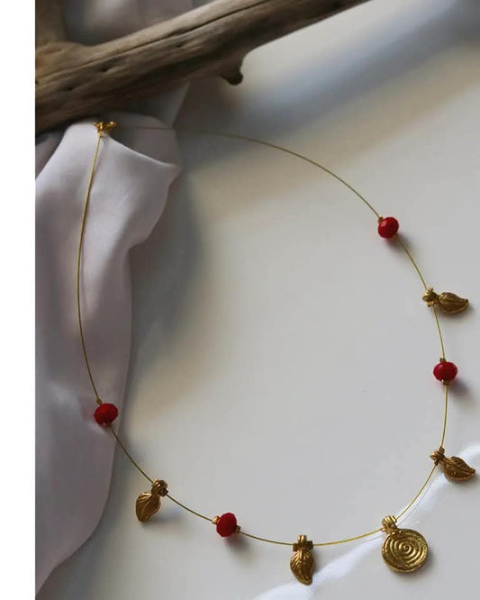 Brass Charms And Beads Handmade Necklace