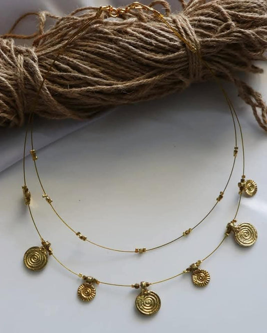 Double Layer Brass Charms Handmade Necklace