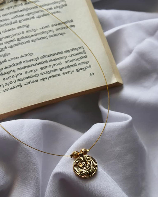 Lakshmi Coin With Golden Balls  Handmade Necklace