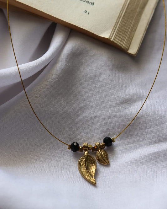 Double Brass Leaf  Handmade Necklace