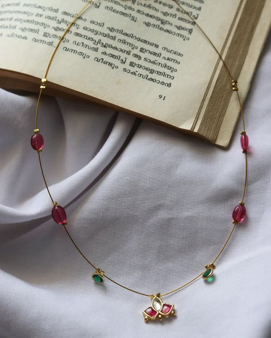 Jadau Kundan Charms In Beads Chain Handmade Necklace