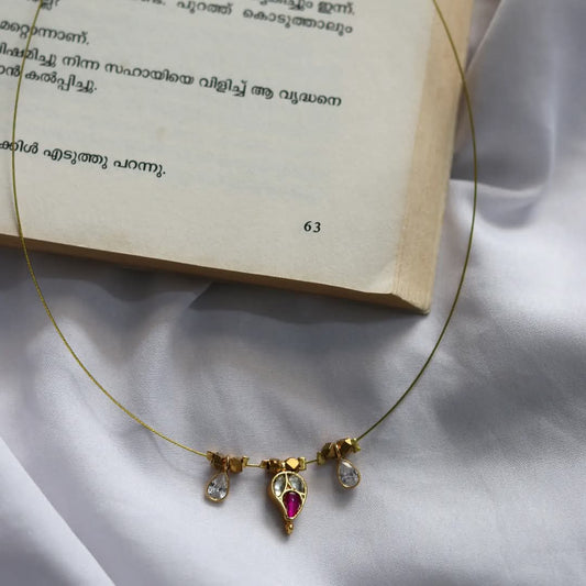 Jadau Kundan Pendant With White Polki Drops Handmade Necklace