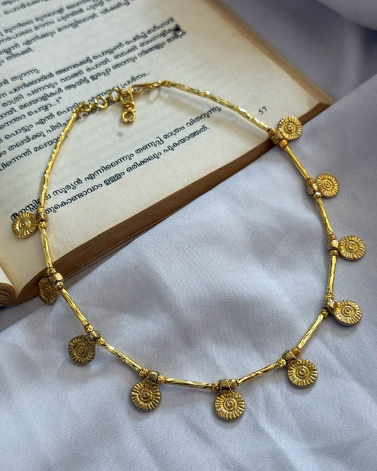 Brass Coins In Tube Chains Handmade Necklace