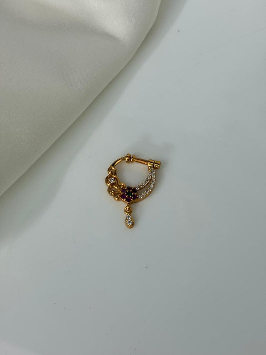 Full White Stone In Flower Motif Nosepin