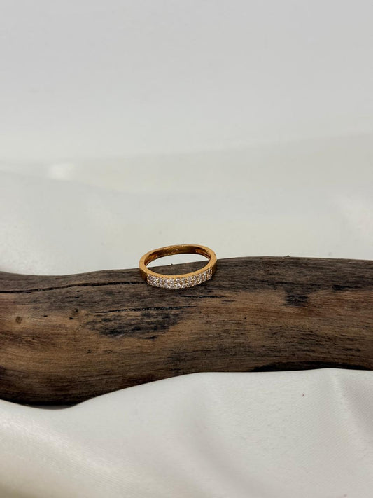 Double Line Stones Gold Ring