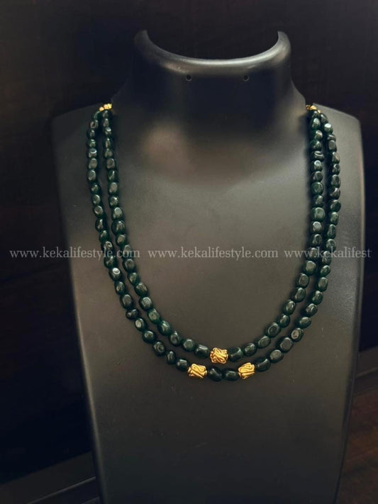 Bottle green beads with nakshi beads