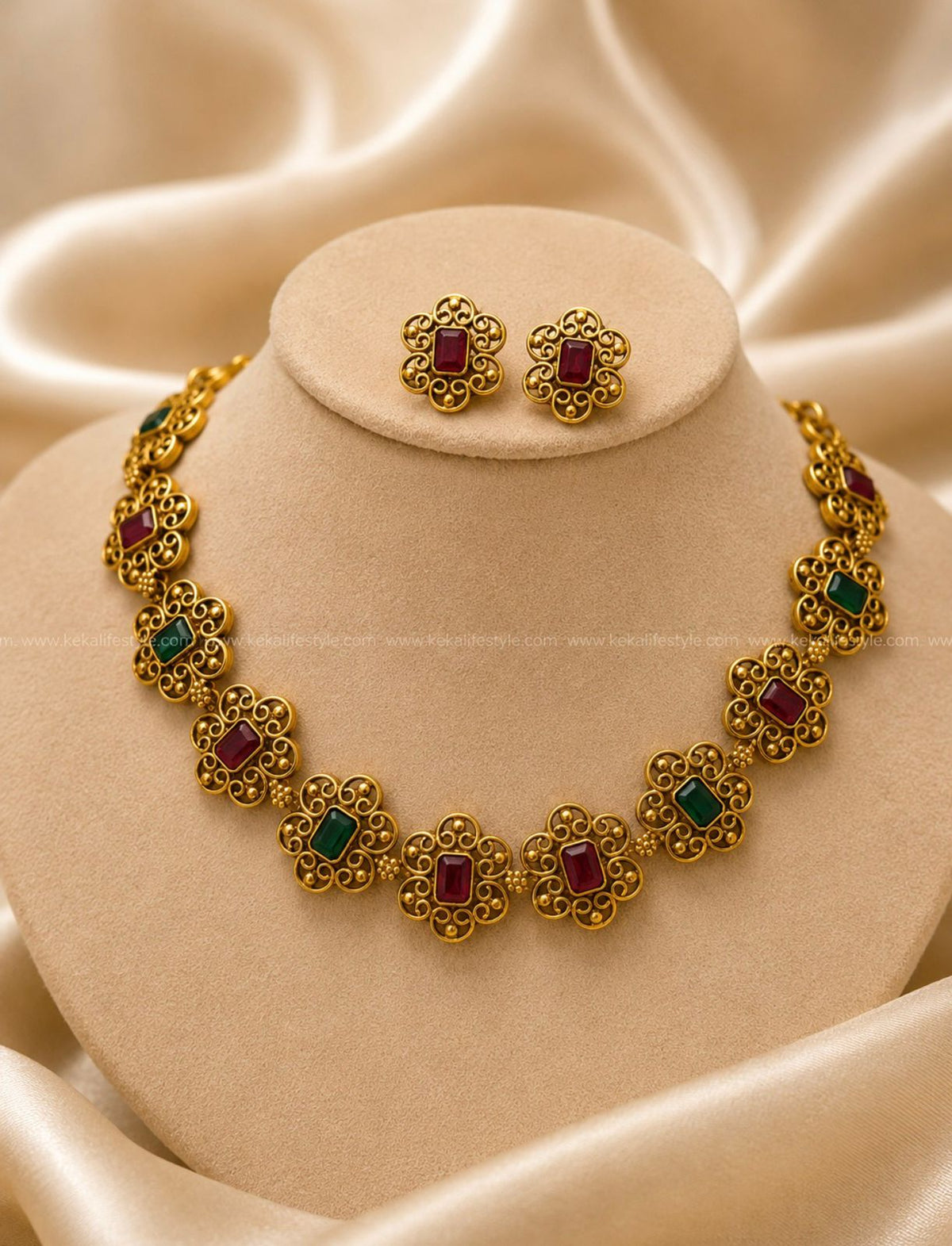 NGN0301 - Multicolour flower necklace with earrings