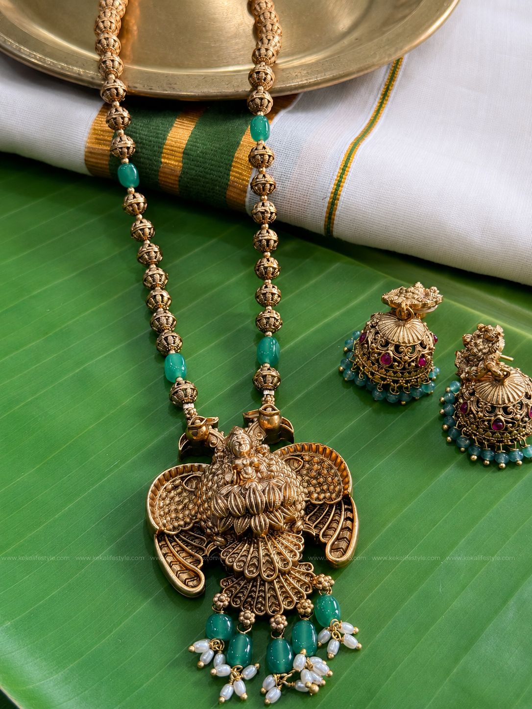 Gandaberunda long haaram with earrings