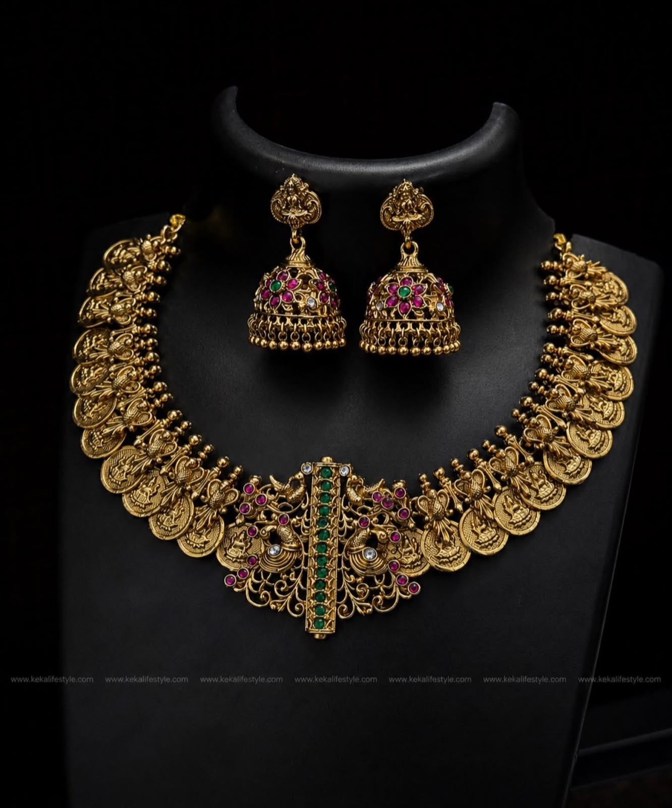 NGN0262 - Antique coin layer necklace with earrings